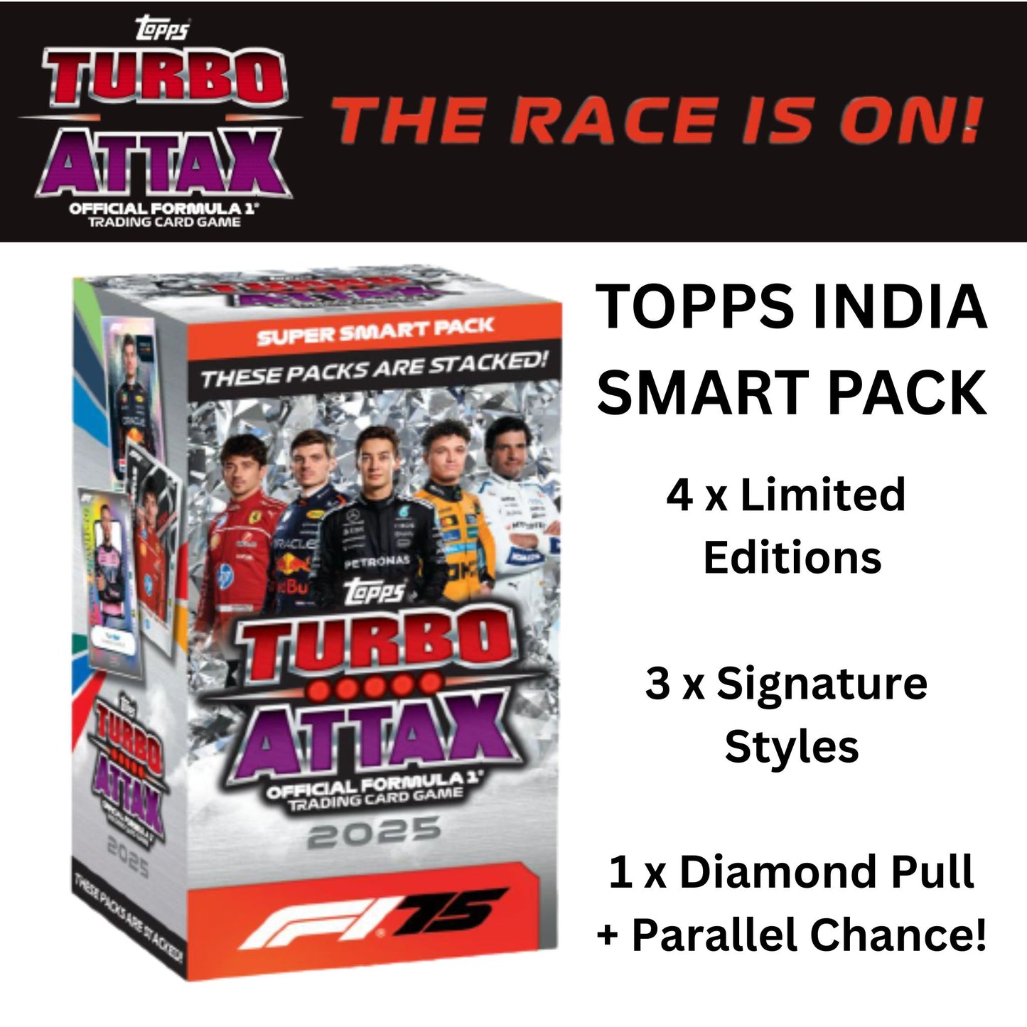 Smart Pack – Topps India F1 Turbo Attax 2025 (New & Sealed)
