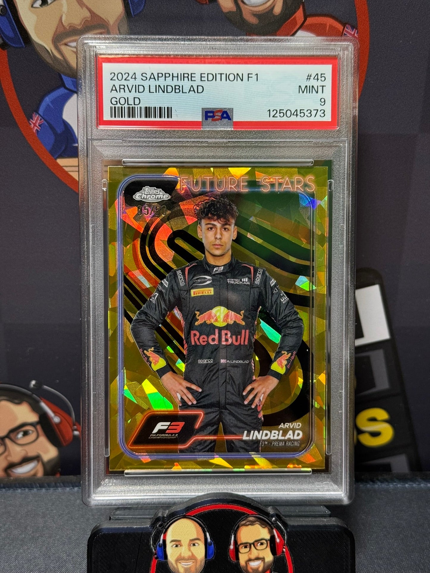 Arvid Lindblad Portrait F3 GOLD 5/50 #45 - Topps F1 Chrome Sapphire 2024 PSA 9 125045373