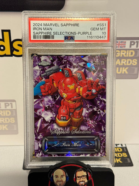 Iron Man 6/15 Purple Sapphire Selections - Topps Marvel Chrome Sapphire 2024 PSA 10 - Graded Cert: 116110447
