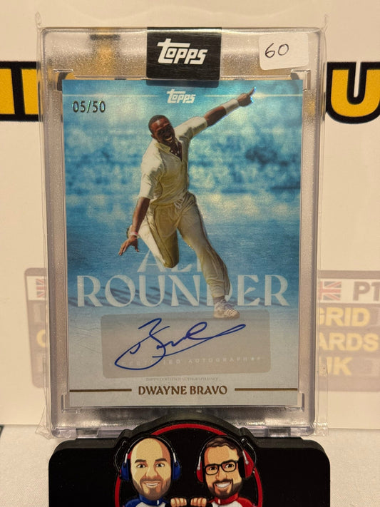 Dwayne Bravo Auto 5/50 Blue - Topps Cricket Legends 2025