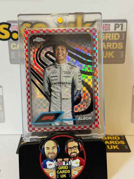 Alex Albon Portrait Red Checker 3/5 #19 - Topps F1 Chrome 2024
