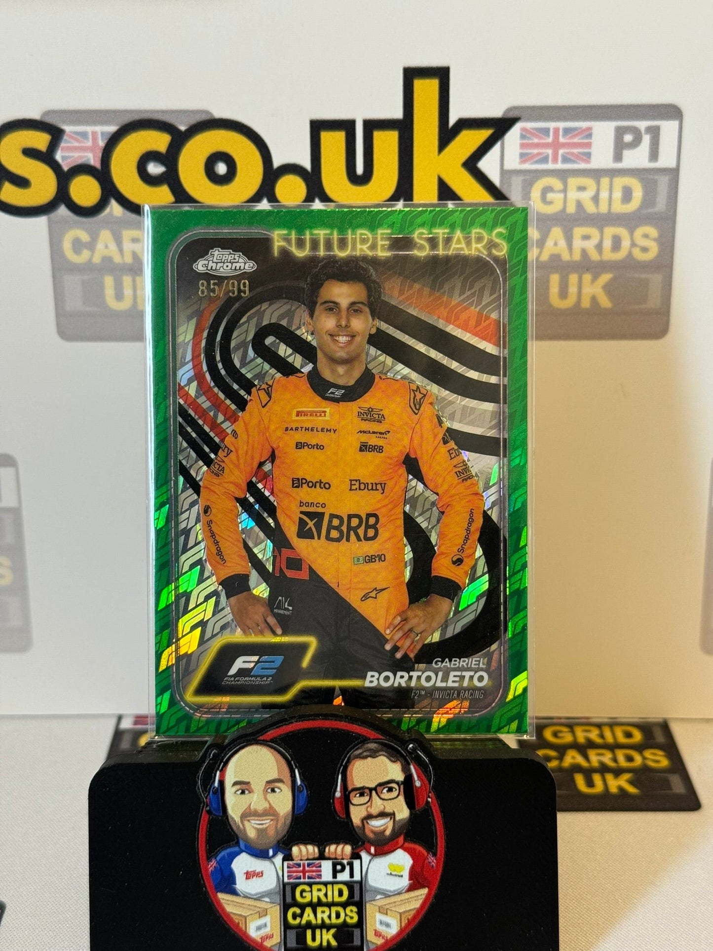 Gabriel Bortoleto Portrait 85/99 Green - Topps F1 Chrome Logo Fractor 2024