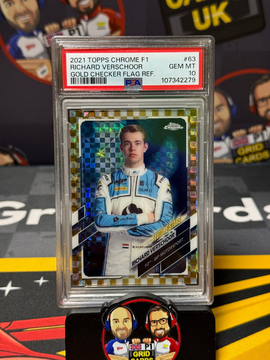Richard Verschoor 8/50 Gold Checker - PSA 10 #63 - 2021 F1 Chrome - Graded Slab Cert: 107342279