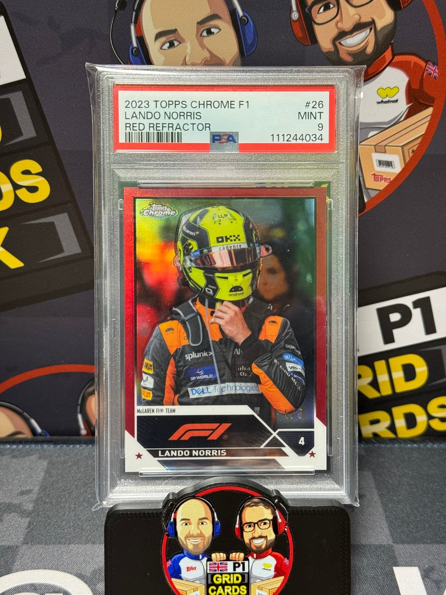 Lando Norris Helmet  5/5 RED - PSA 9 #26 - Topps F1 Chrome 2023 - Graded Slab Cert: 111244034