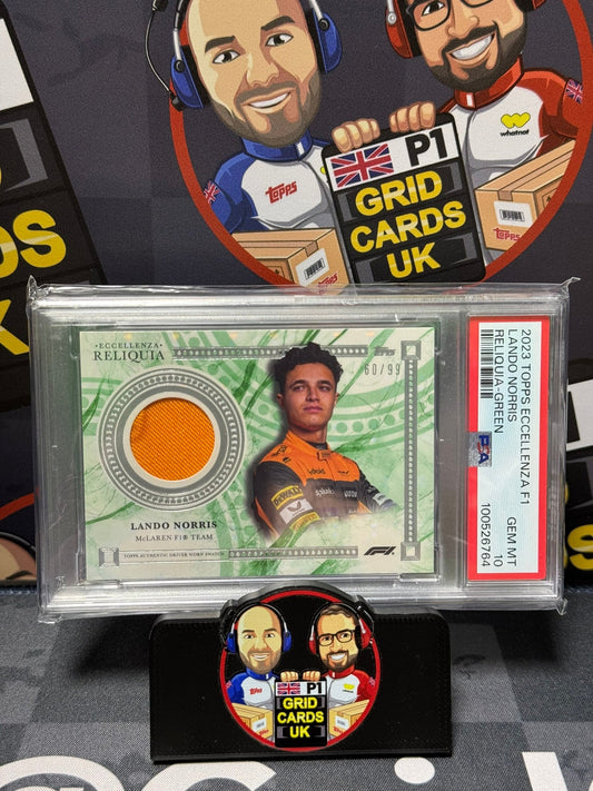 Lando Norris Mclaren Relic 60/99 Green - PSA 10  - Topps F1 Eccellenza 2023 - Graded Slab Cert: 100526764
