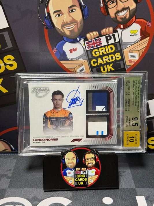 Lando Norris Dual Relic Auto 8/10  - Beckett 10 #SDSRALN - Topps F1 Dynasty 2022 - Graded Slab Cert: 15961971