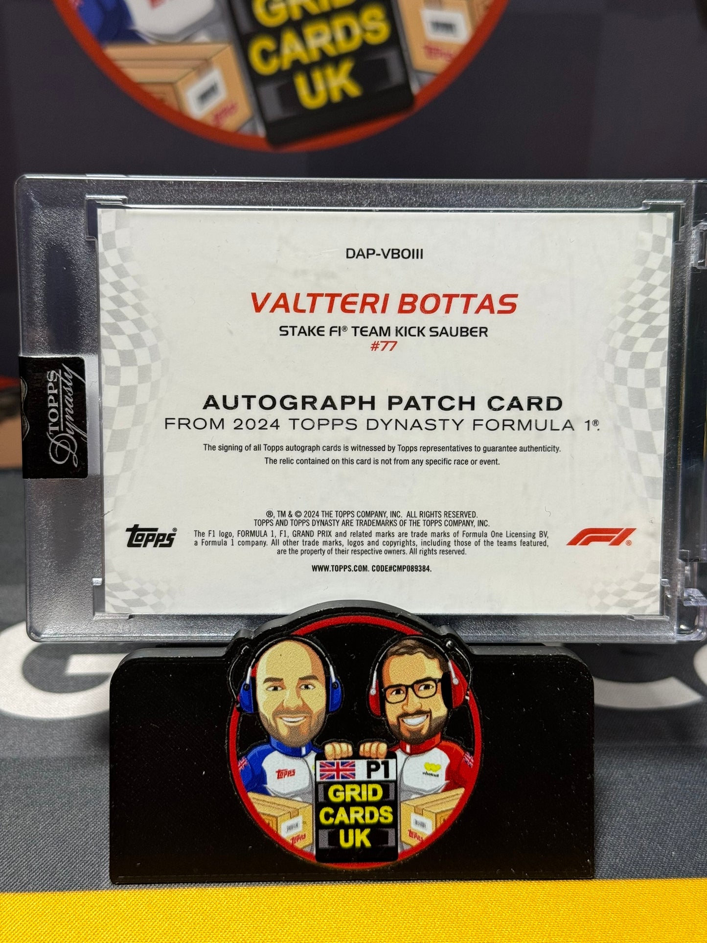 Valtteri Bottas Auto Relic Patch 1/1 - Topps F1 Dynasty 2024