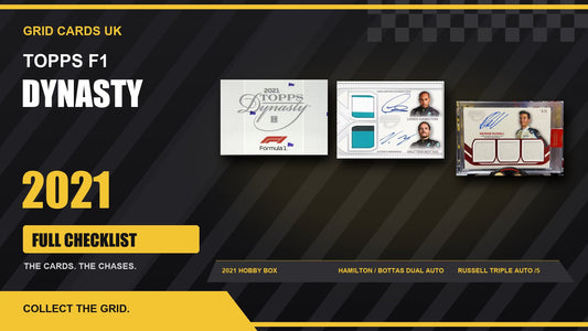 Topps F1 Dynasty 2021 Cards Checklist — real product and chase cards