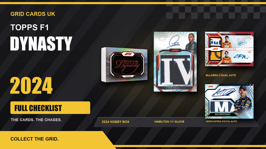 Topps F1 Dynasty 2024 Cards Checklist — real product and chase cards