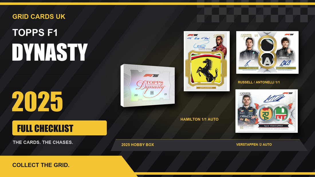 Topps F1 Dynasty 2025 – Checklist & Guide – product box and chase cards