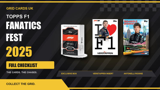 2025 Topps F1 Fanatics Fest Exclusive Collection – Checklist and Guide! – product box and featured cards