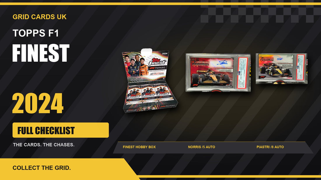 Topps F1 Finest 2024 – Checklist and Guide! – product box and featured cards