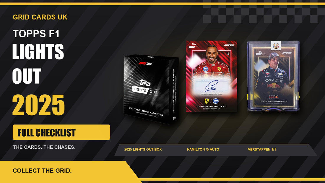 Topps F1 Lights Out 2025 – Checklist and Guide! – product box and featured cards