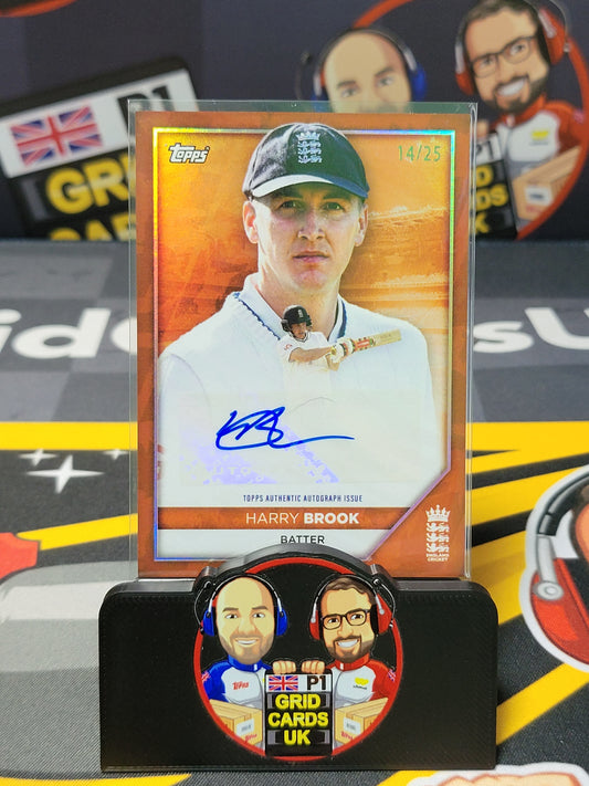 Harry Brook AUTO 14/25 Orange - Topps England Cricket Set 2024