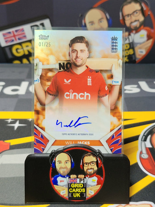 Will Jacks AUTO 1/25 Orange - Topps England Cricket Set 2024
