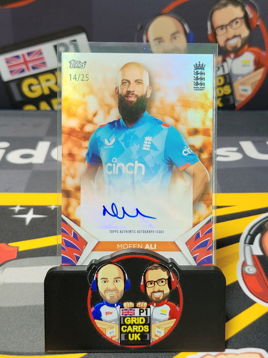Moeen Ali AUTO 14/25 Orange - Topps England Cricket Set 2024