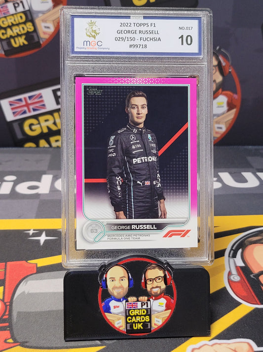 George Russell 29/150 Fuchsia - MGC 10 #17 - 2022 Topps F1 Flagship - Graded Slab Cert: 99718
