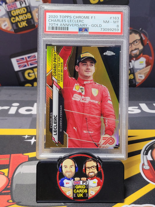 Charles Leclerc 70th Gold - PSA 8 #163 - 2020 Topps Chrome F1 - Graded Slab Cert: 73099259