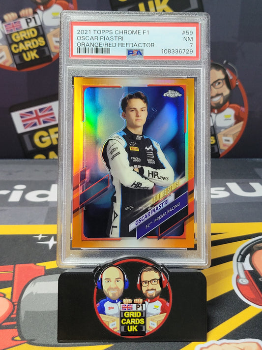 Oscar Piastri  Orange/Red - PSA 7 #59 - 2021 Topps Chrome F1 - Graded Slab Cert: 108336729