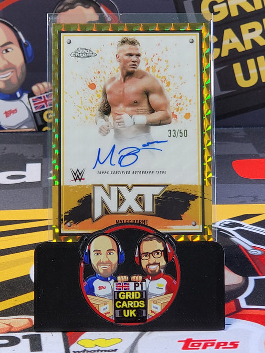 Myles Borne NXT Auto 33/50 Gold - #NXT-MBN - Topps WWE Chrome 2025