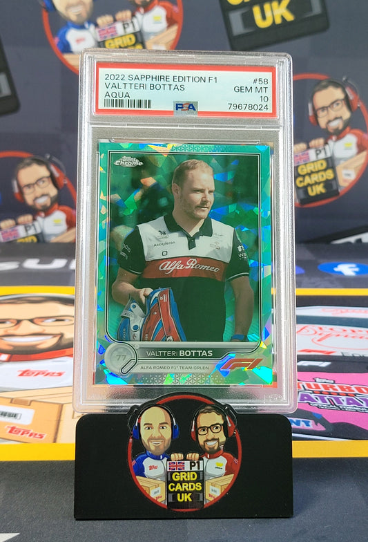 Valtteri Bottas  Aqua - PSA 10 #58 - 2022 Topps Sapphire F1 - Graded Slab Cert: 79678024