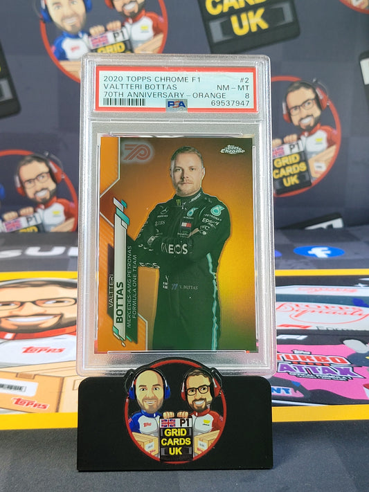 Valtteri Bottas 70th Orange - PSA 8 #2 - 2020 Topps Chrome F1 - Graded Slab Cert: 69537947