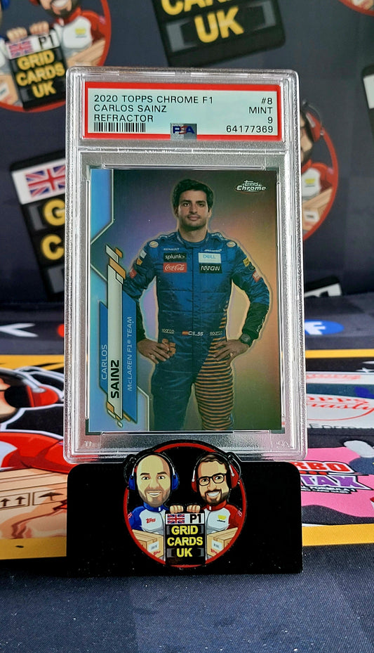 Carlos Sainz  Refractor - PSA 9 #8 - 2020 Topps Chrome F1 - Graded Slab Cert: 64177369