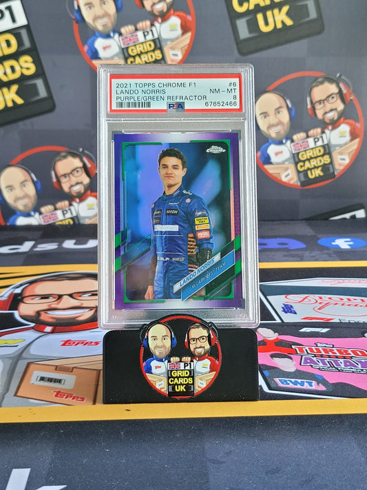 Lando Norris  Purple/Green Refractor - PSA 8 #6 - 2021 Topps Chrome F1 - Graded Slab Cert: 67652466