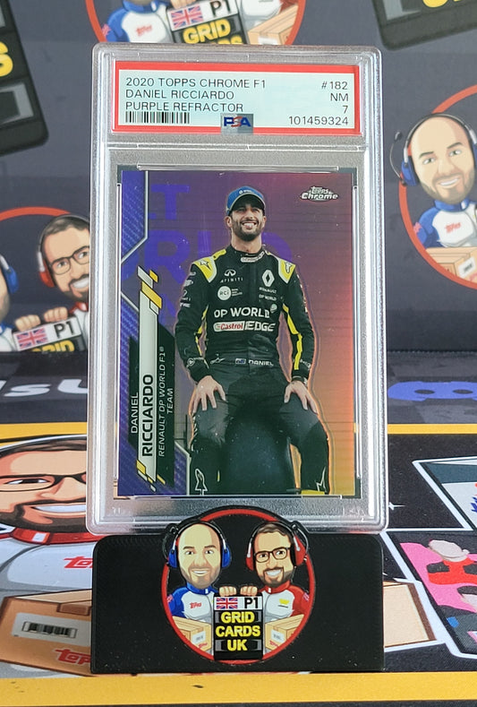 Daniel Ricciardo 164/399 Purple  - PSA 7 #182 - 2020 Topps Chrome F1 - Graded Slab Cert: 101459324