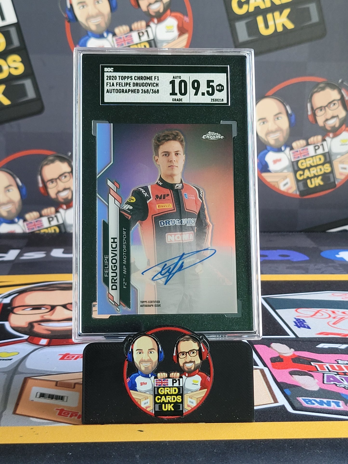 Felipe Drugovich Auto 268/368 Base - SGC 10  - 2020 Topps Chrome F1 - Graded Slab Cert: 2530218