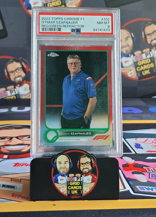 Otmar Szafnauer  Red/Green  - PSA 8 #102 - 2022 Topps Chrome F1 - Graded Slab Cert: 84741473