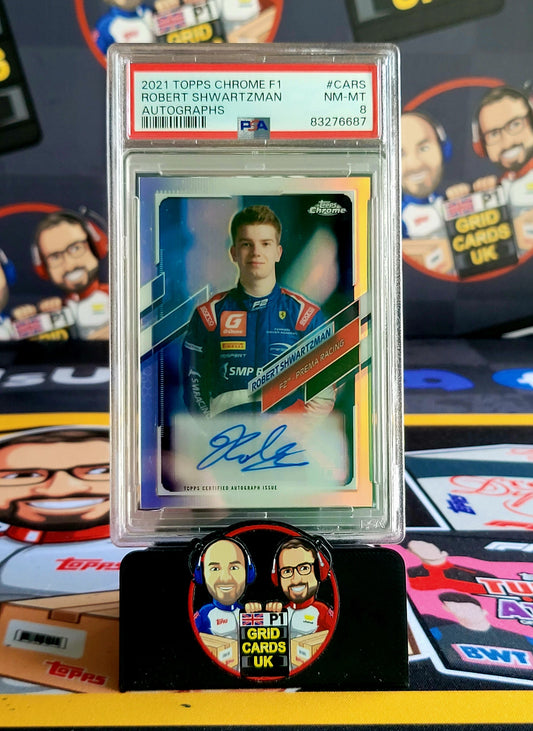 Robert Shwartzman Auto 033/401 Base - PSA 8 #CARS - 2021 Topps Chrome F1 - Graded Slab Cert: 83276687