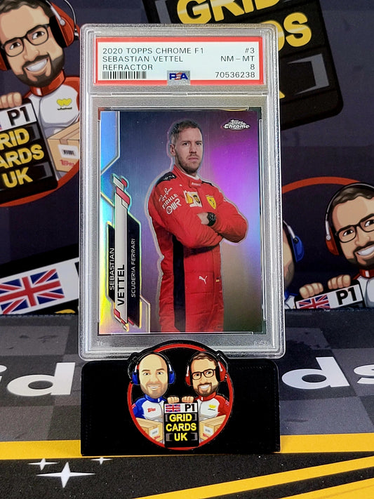 Sebastian Vettel Refractor - PSA 8 #3 - Topps Chrome F1 2020 - Graded Slab Cert: 70536238