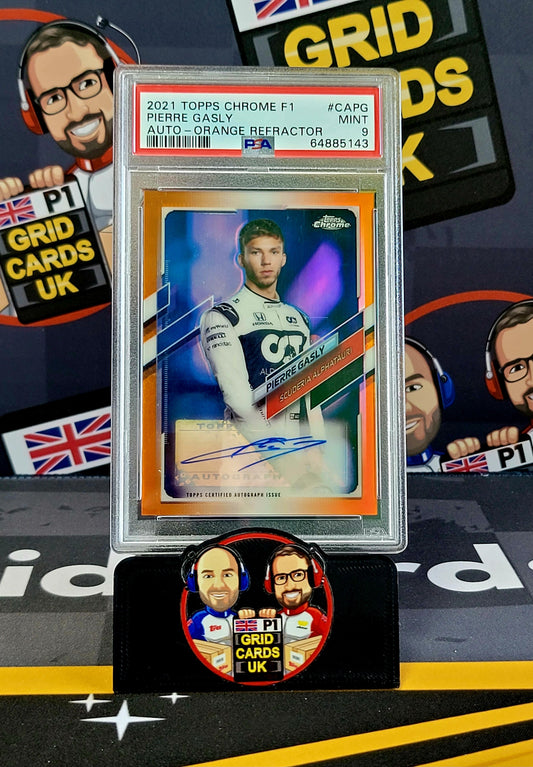 Pierre Gasly Auto 02/25 Orange Ref - PSA 9 #CAPG - Topps Chrome F1 2021 - Graded Slab Cert: 64885143