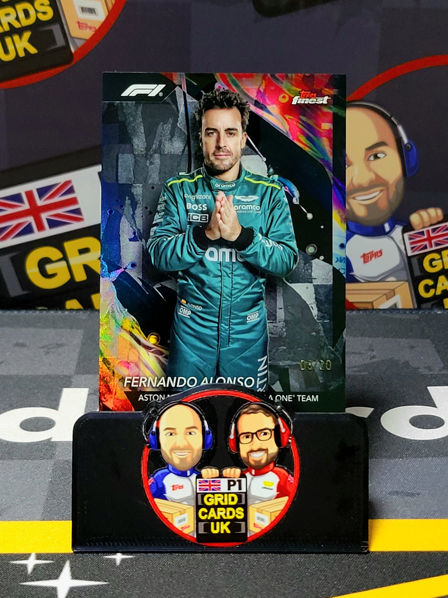 Fernando Alonso 08/20 Black #190/Uncommon - Topps F1 Finest 2024
