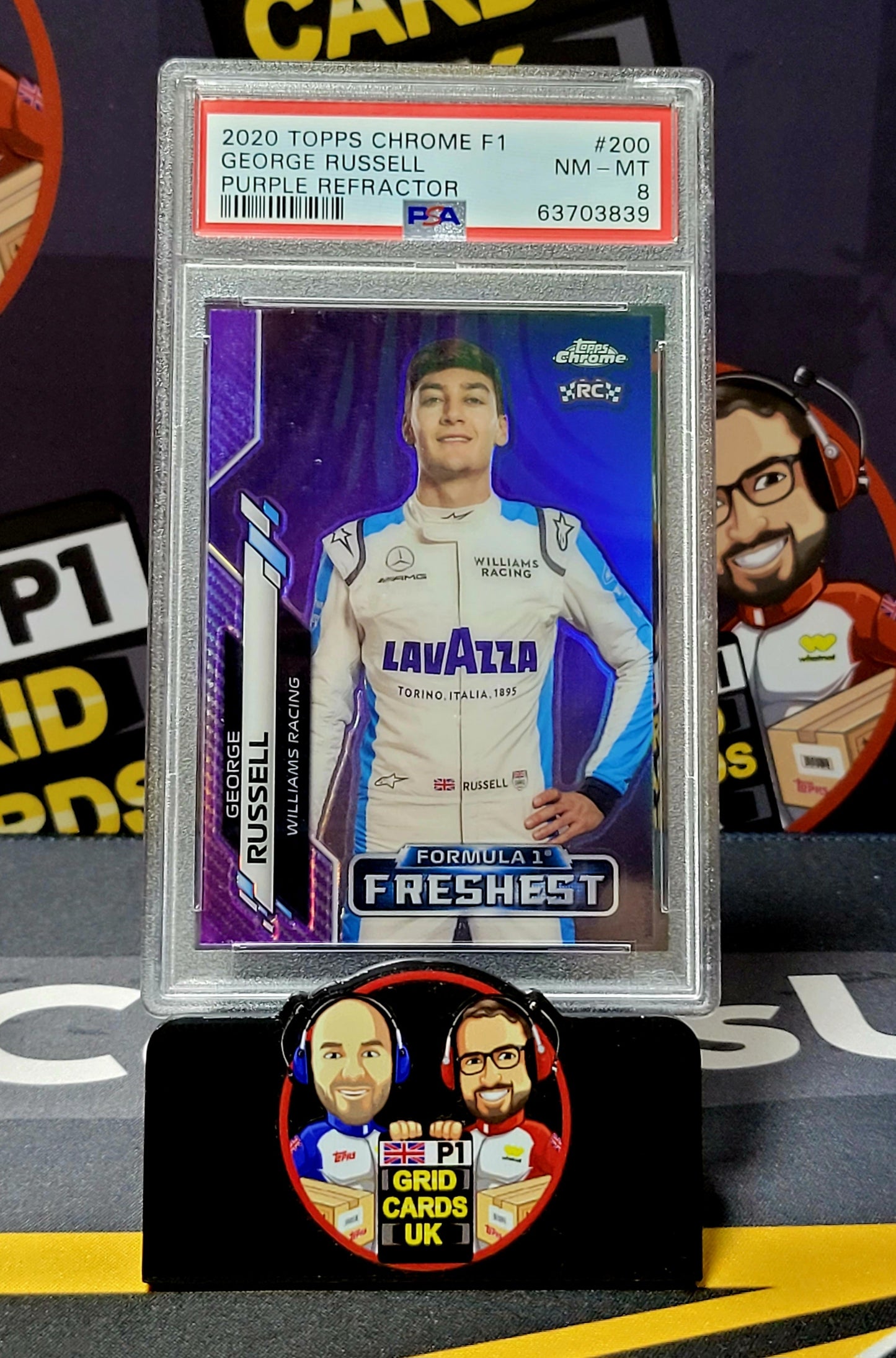 George Russell 373/399 Purple Refractor - PSA 8 #200  - Topps Chrome F1 2020 - Graded Slab Cert: 63703839