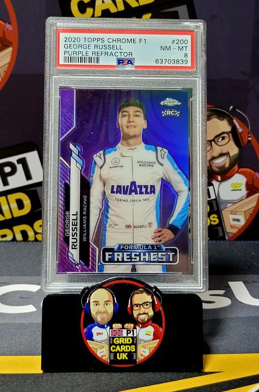 George Russell 373/399 Purple Refractor - PSA 8 #200  - Topps Chrome F1 2020 - Graded Slab Cert: 63703839
