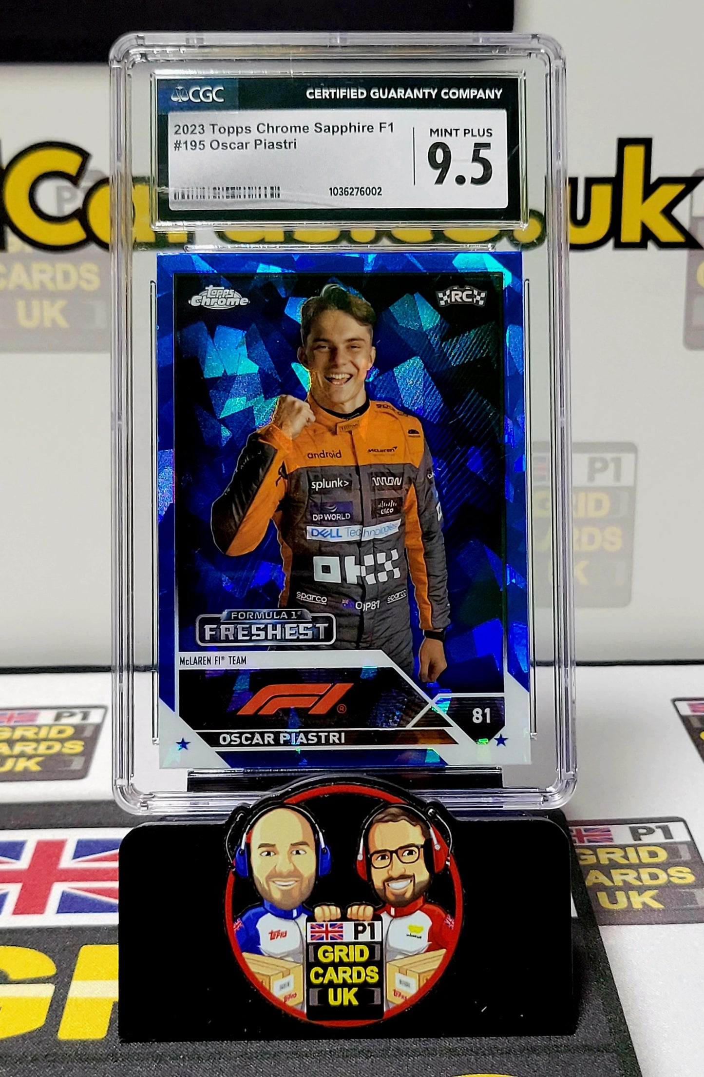 Oscar Piastri  Blue Sapphire - CGC 9.5 #195(RC) - Topps Chrome F1 2023 - Graded Slab Cert: 1036276002