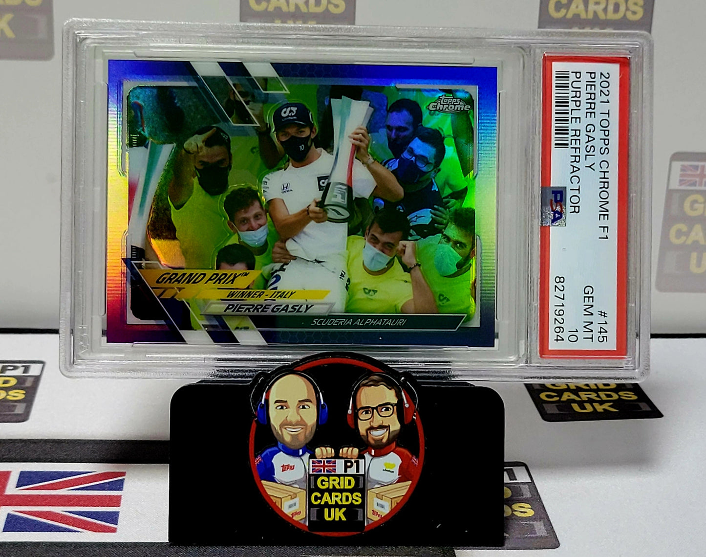 Pierre Gasly 178/399 Purple Refractor - PSA 10 #145 - Topps Chrome F1 2021 - Graded Slab Cert: 82719264