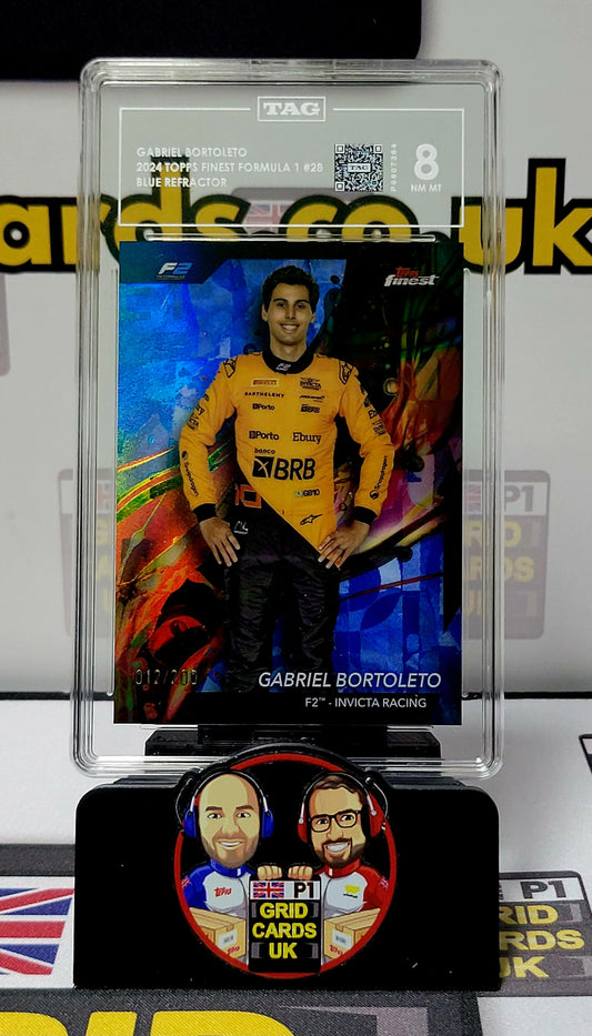 Gabriel Bortoleto 012/200 Blue Refractor - PSA 8 #28/Common  - Topps Finest F1 2024 - Graded Slab Cert: P6607364