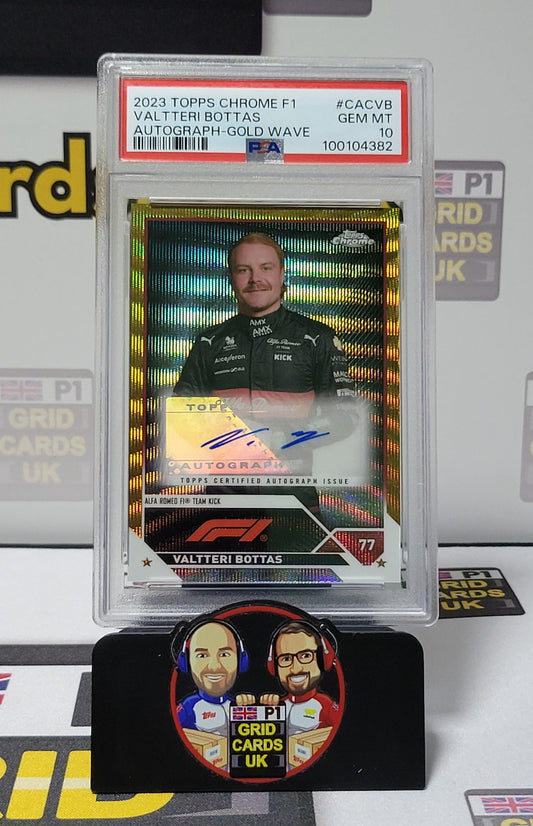 Valtteri Bottas  Gold Wave  - PSA 10 Auto - Topps Chrome F1 2023 - Graded Slab Cert: 100104382
