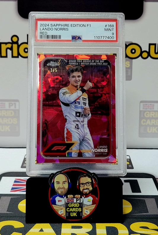 Lando Norris 3/5 Red – PSA 9 #168 – Topps F1 Sapphire 2024 – Graded Card Cert 110777400