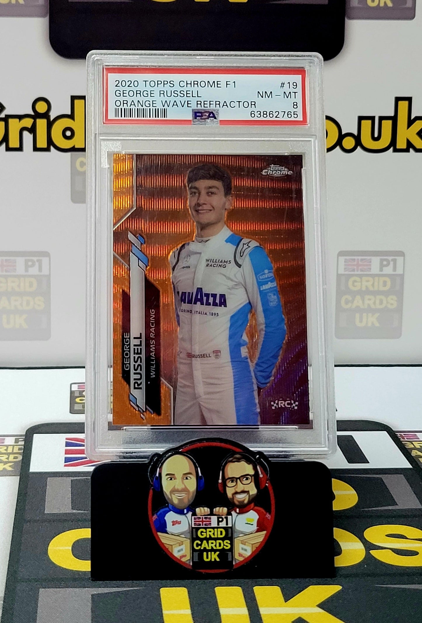 George Russell 21/25 Orange Wave – PSA 8 #19 – Topps F1 Chrome 2020 – Graded Card Cert 63862765