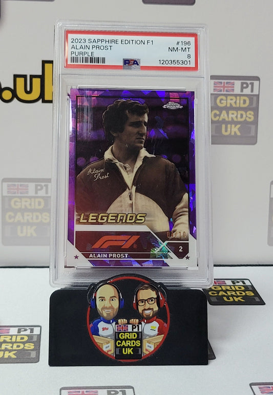 Alain Prost 04/10 Purple – PSA 8 #196 – Topps F1 Sapphire 2023 – Graded Card Cert 120355301
