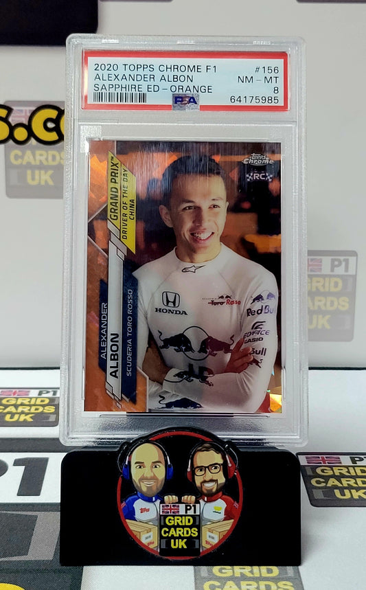 Alexander Albon 05/25 Orange – PSA 8 #156 – Topps F1 Sapphire 2020 – Graded Card Cert 64175985