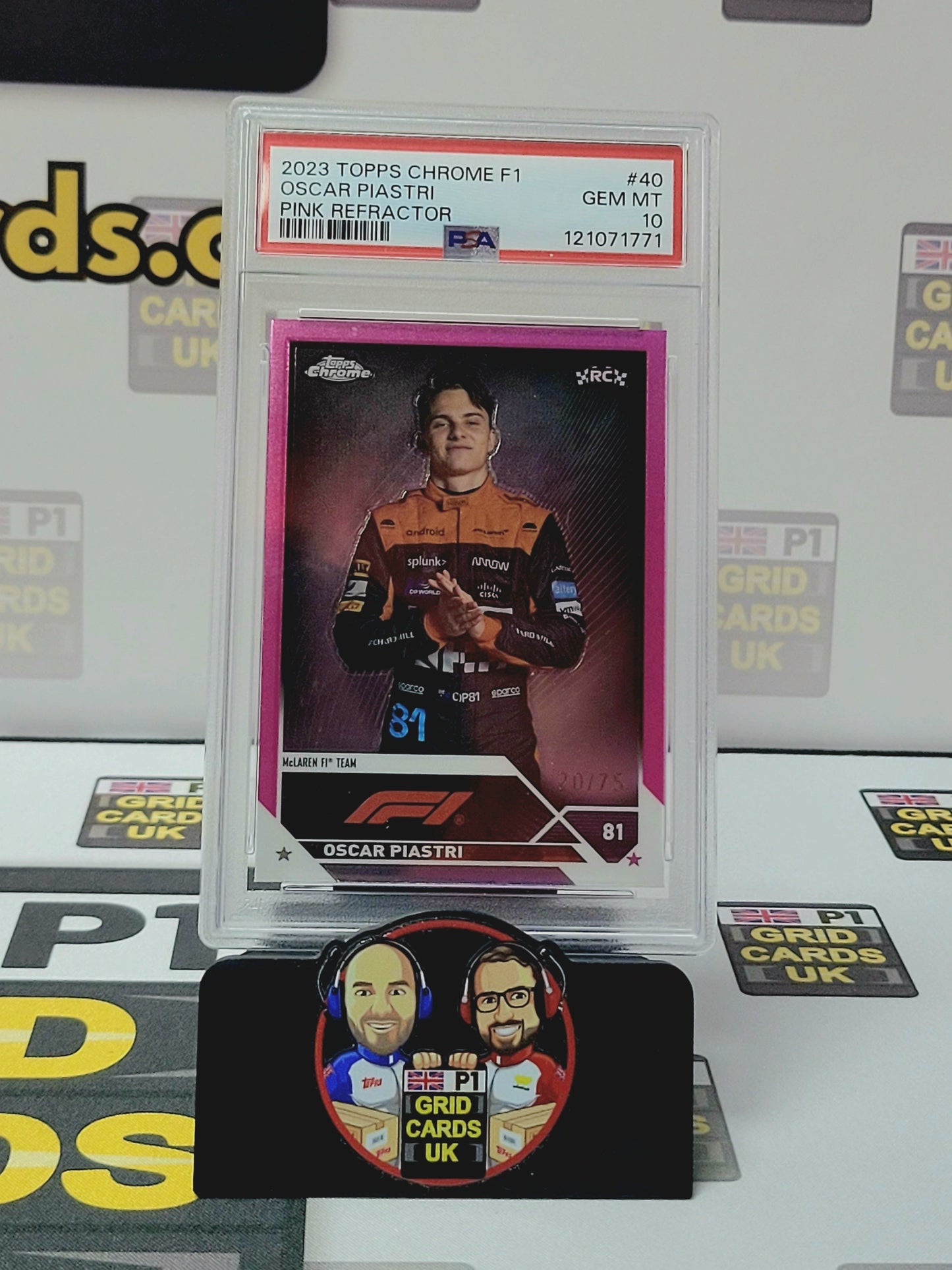 Oscar Piastri 20/75 Pink – PSA 10 #40 – Topps F1 Chrome 2023 – Graded Card Cert 121071771