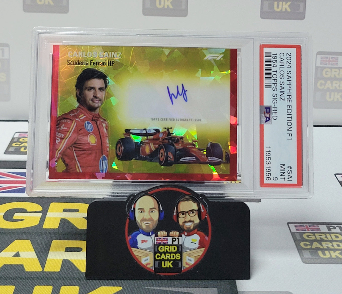 Carlos Sainz 3/5 Red – PSA 9 1954 Sig – Topps F1 Sapphire 2024 – Graded Card Cert 119531956