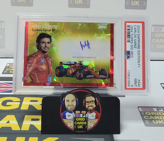 Carlos Sainz 3/5 Red – PSA 9 1954 Sig – Topps F1 Sapphire 2024 – Graded Card Cert 119531956