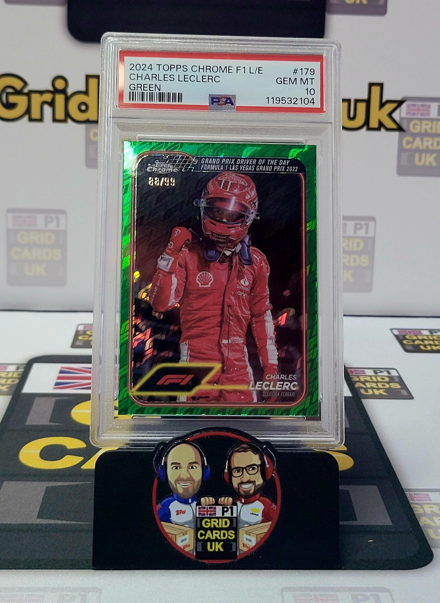 Charles Leclerc 88/99 Green – PSA 10 #179 – Topps F1 Logo Fractor 2024 – Graded Card Cert 119532104