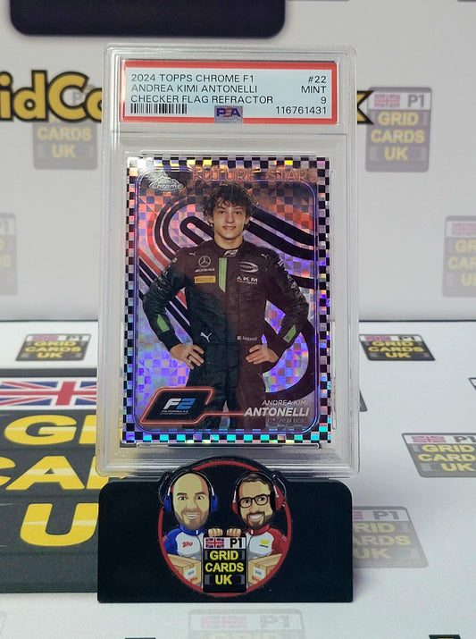Andrea Kimi Antonelli Checker Flag – PSA 9 #22 – Topps F1 Chrome 2024 – Graded Card Cert 116761431